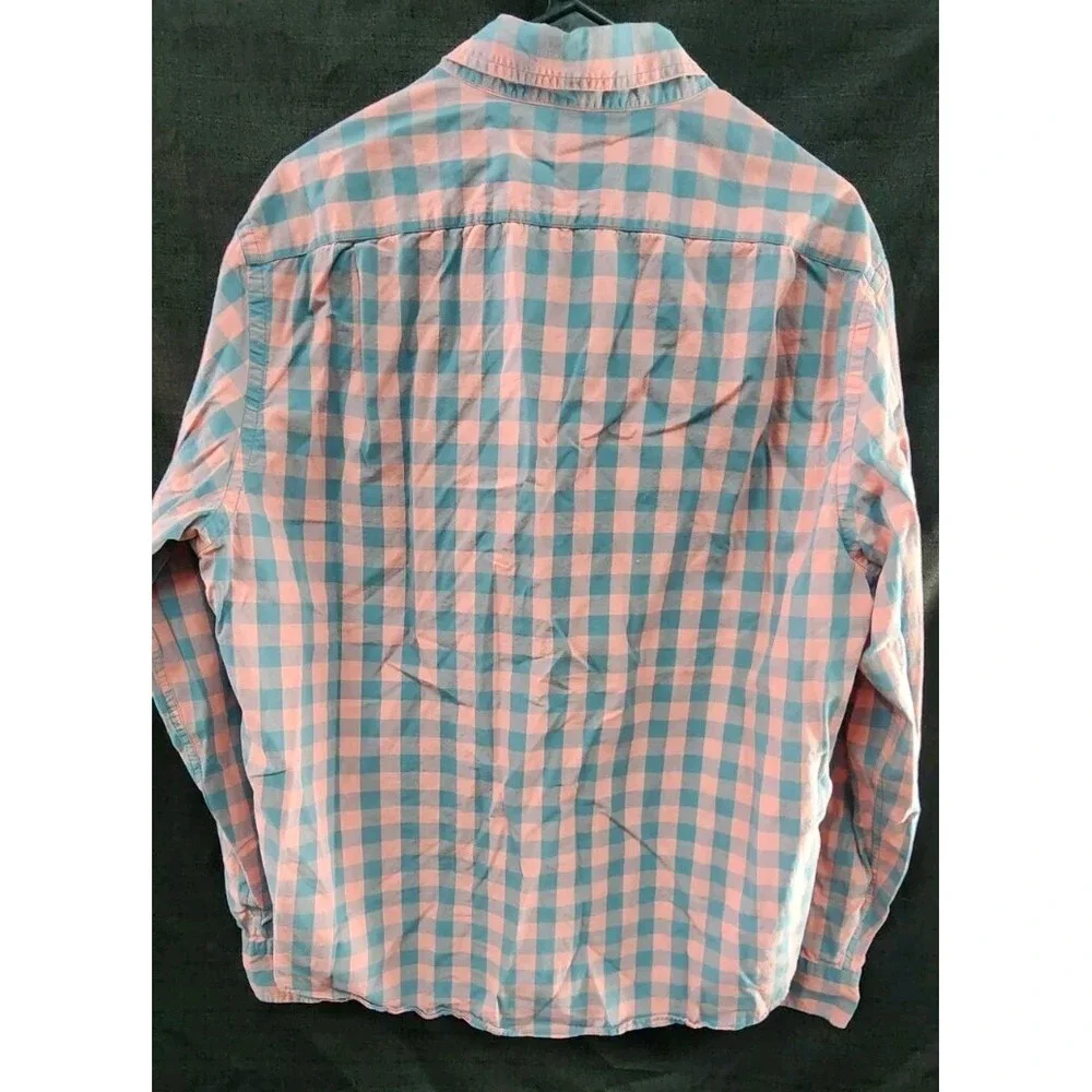 J.‎ Crew Button Up Shirt Mens Xlarge Long Sleeve Pink Grey Check Plaid XL EUC